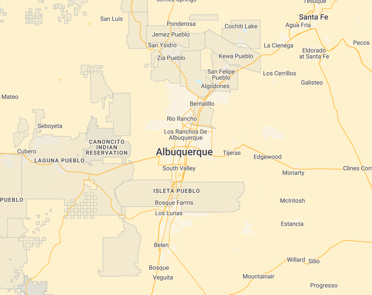 Map of ABA therapy service area in Albuquerque, NM