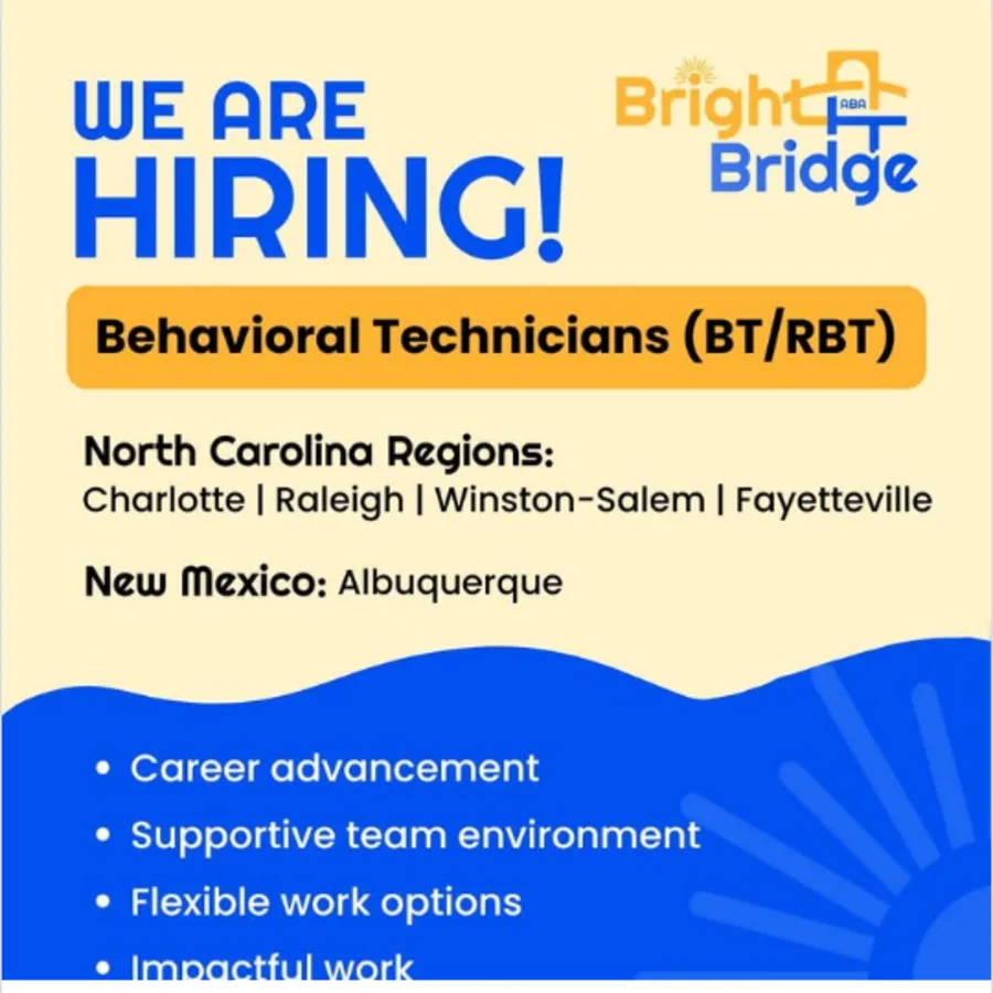 BrightBridge ABA Instagram post announcing hiring for behavioral technicians