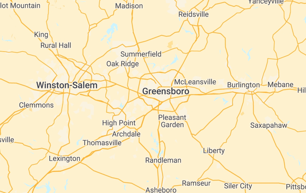 Map of ABA therapy service area in Winston-Salem, NC